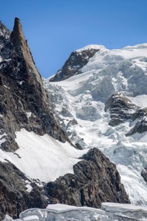 High alpine mountain landscape, glaciers and mountain peaks, La Jonction, Chamonix, Haute-Savoie,