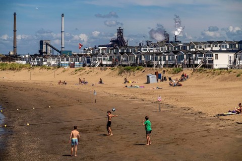 The Tata Steel steel and smelting works in IJmuiden, Velsen, North Holland, Netherlands, largest