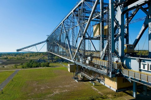 The F60 overburden conveyor bridge visitor mine is located on Bergheider See near the village of