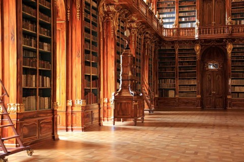 In the monastery library, the library hall in the Strahov Praemonstratensian Monastery, Prague,