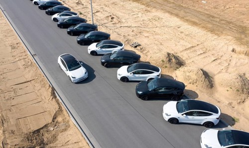 Tesla Y models produced in the Tesla Giga Factory, Gruenheide, 14.08.2022
