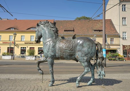 Horse, sculpture by Joost Van der Velden, Schlossplatz, Grünstraße, Köpenick, Treptow-Köpenick,
