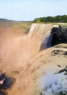 Niagara Falls, Canada, USA, Historical, digitally restored reproduction from a 19th century