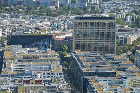 City panorama, Zimmerstraße, Kochstraße, Axel-Springer-Verlag, Mitte, Berlin, Germany, Europe