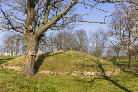 Two imposing burial mounds from the late Bronze Age (approx. 120o years BC) form the centrepiece of