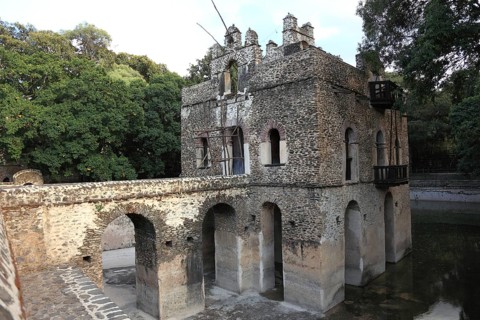 Amhara region, near Gondar, Gonder, small moated castle, the Bath of Fasilde, Fasil Ghebbi palace