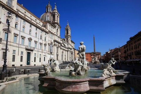 Fontana del Moro, Moor Fountain, Church of Sant'Agnese in Agone, Piazza Navona, Parione