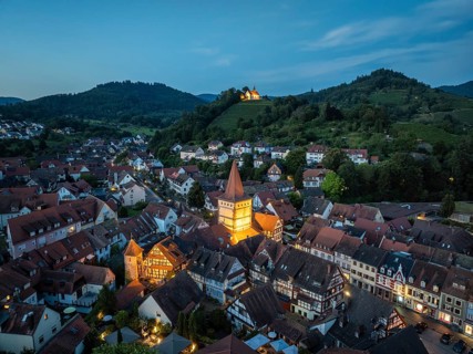 The old town of Gengenbach at the blue hour, with the Haigeracher Tor, town gate, and the