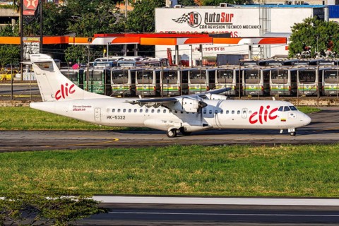 A Clic ATR 72-600 aircraft with registration HK-5322 at Enrique Olaya Herrera Airport in Medellin,