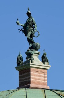 Europe, Germany, Bavaria, Munich, City, Hofgarten, Temple of Diana, Tellus Bavaria bronze statue,