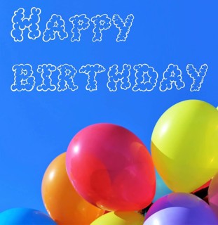 Greeting card for birthday with balloons