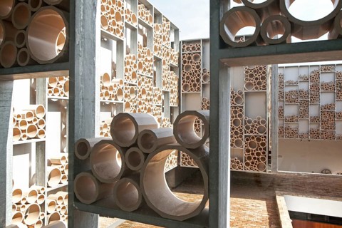 Abstract patterned wall in ceramic tile museum, Centro Ceramica, Triana, Seville, Spain, Europe