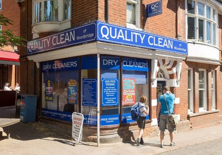 Quality Clean dry cleaners shop, Woodbridge, Suffolk, England, UK