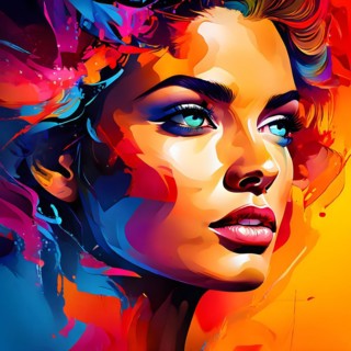 AI generated abstract portrait in vector art foundation watercolor textures with overlapping