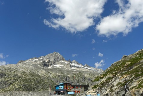 Entrance to the ice grotto in the Rhone Glacier, Furka Pass, Belvédère, Obergoms, Valais,