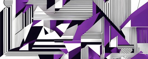 Minimalist illustration featuring abstract shapes in purple color accent symbolizing fun and ease,