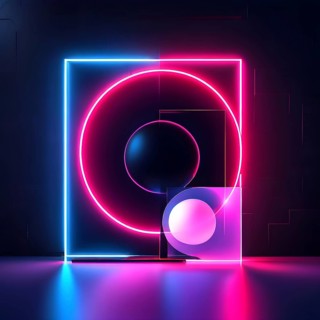 Abstract minimalist illustration theme in vibrant neon color accents symbolizing fun and ease, AI