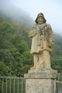 Sculpture Ferryman as a memorial to the last ferry across the Lahn in 1953, Lahn Bridge,