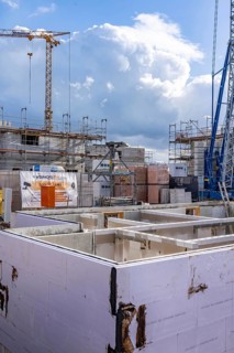 New-build neighbourhood, around 140 detached and semi-detached houses under construction in the
