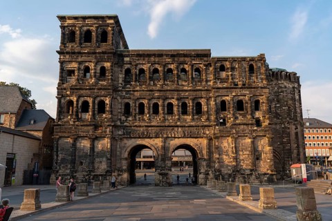 The Porta Nigra, Roman city gate, UNESCO World Heritage Site, in Trier, Rhineland-Palatinate,