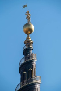 Church tower with spiral staircase to the top, in front of Freisers Kirke, Christianshavns, old
