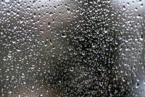 Rainy weather, raindrops on a window pane