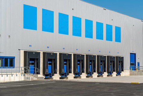 New construction of a logistics hall in Duisburg-Wanheim, part of the Logport 2 site, still unused,