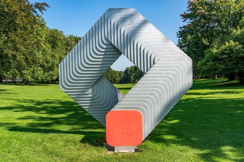 The Grugapark, Essen, botanical garden, park for leisure and recreation, artwork Layering, at the
