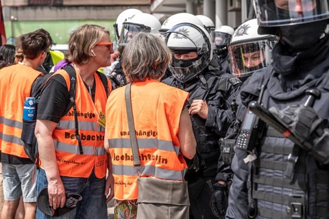 Police operation at the demonstration against the AFD party conference in Essen, independent