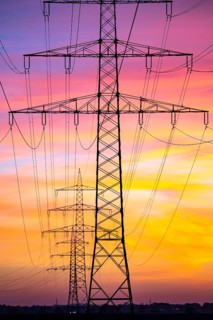 Extra-high-voltage lines, 380 KV, power line, the electricity comes from the Rhenish lignite mining