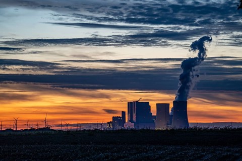 The RWE lignite-fired power plant Neurath, near Grevenbroich, largest German coal-fired power