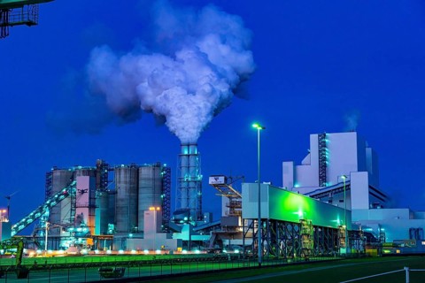 RWE coal-fired power plant Eemshavencentrale, in the seaport of Eemshaven, operator RWE Power,