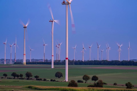 Wind farm, south of the village of Helmern, belongs to Bad Wünnenberg, Paderborn district, OWL,