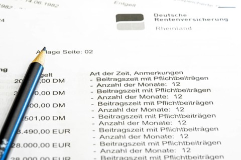 Symbolic image pension, pension information, assessment notice on contributions made to the