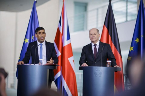 Olaf Scholz (SPD), Federal Chancellor, receives Rishi Sunak, Prime Minister of the United Kingdom