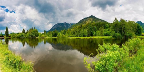 Rubihorn, 1957m, Gaisalphorn, 1953m, and Schattenberg, 1845m, Moorweiher, near Oberstdorf,