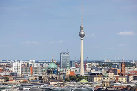 Television tower and Berlin Cathedral. View from the panorama point Kollhoff-Tower at Potsdamer