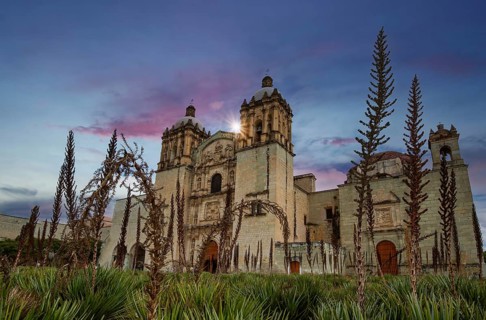 Landmark Oaxaca Cathedral Our Lady of the Assumption on the main Zocalo Square in historic city