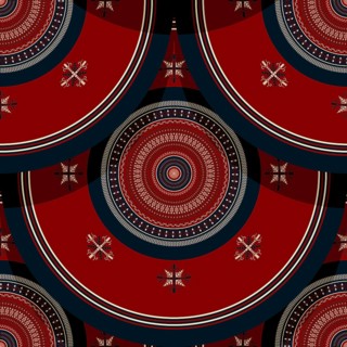 Seamless Latvian embroidery circular pattern, vector template for your design