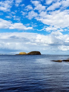 Sheep Island, coastline, Ballintoy Harbour, Causeway Coastal Route, Antrim, Northern Ireland, Great