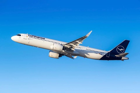 A Lufthansa Airbus A321neo aircraft with the registration D-AIEJ at the airport in Munich, Germany,