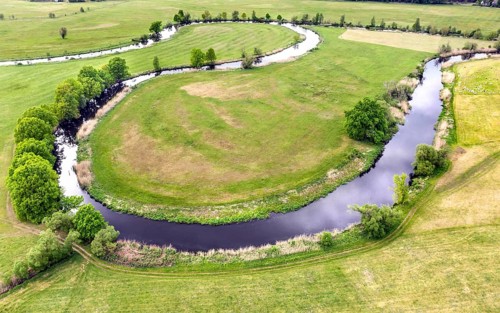 Aerial photo, natural course of the Spree, Mönchwinkel, 16 05 2023