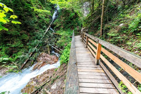 Wimbachklamm gorge in the Bavarian Alps in Ramsau near Berchtesgaden, Germany, Europe