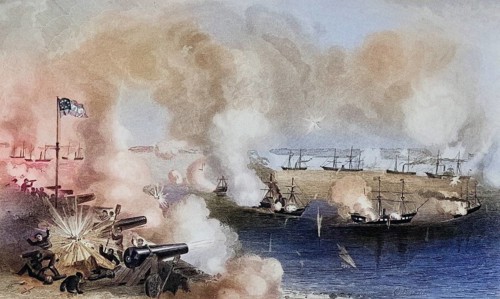 Bombardment and capture of Forts Walker and Beauregard Port Royal South Carolina 7 November 1861,