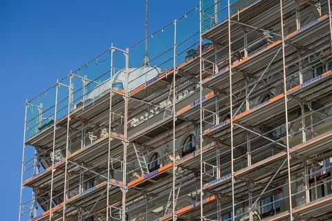 Renovation, scaffolding, construction work, Riehmers Hofgarten, Hagelberger Straße, Kreuzberg,