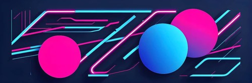 Abstract minimalist illustration theme in vibrant neon color accents symbolizing fun and ease, AI