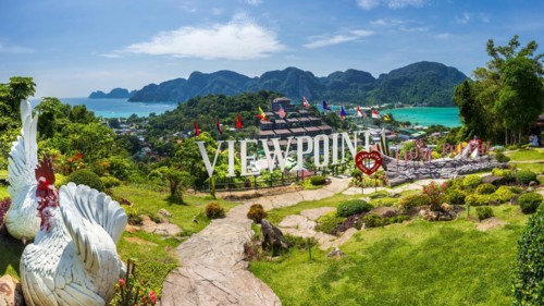 Viewpoint on the holiday island Phi Phi Don, view, tourism, touristic, travel, holiday, asian, sea,