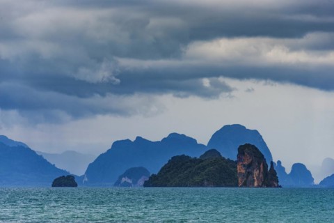 Phang Nga bay near Koh YaoNoi, seascape, seascape, nature, natural landscape, mountains,