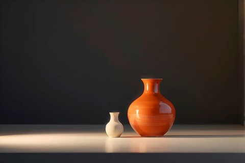 Minimalist ceramic vase composition, AI generated
