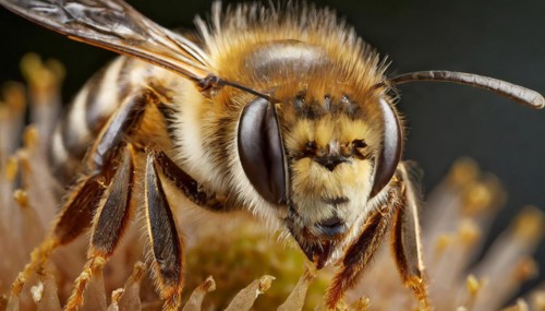 Animals, Symbol, Close-up of a bee, Honey bee, Apis mellifera, AI-generated, AI generated